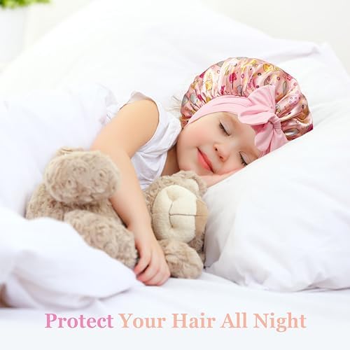 Silk Bonnet for Kids, Satin Hair Bonnet for Sleeping with Tie Band - Image 6