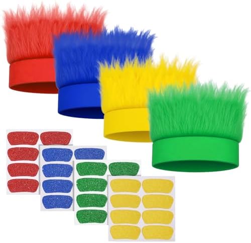 JATEBI 4 Pack Hairy Headband Crazy Hair Wigs with Stickers by JATEBI