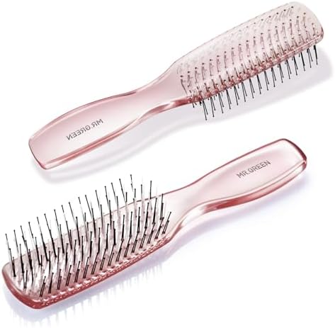MR.GREEN Hair Brush Crystal Scalp Massage Combs Volumizing Hair Styling Fine Tooth Detangling Tool For Long Wet Dry Hair Women Gift (Pink, Small) by MRGREEN