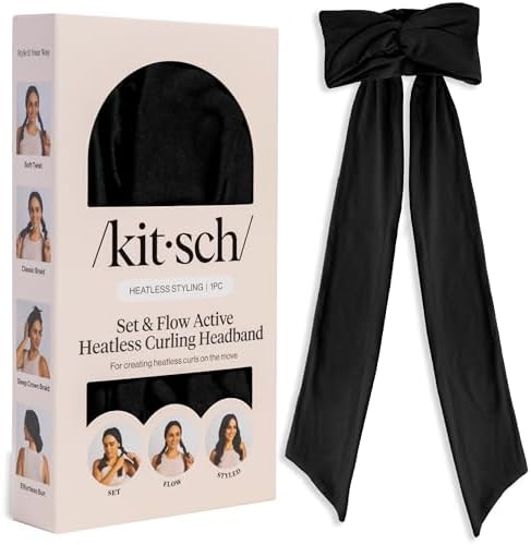 Kitsch Set & Flow Active Heatless Curling Headband For Women - Black, 1pc by Kitsch