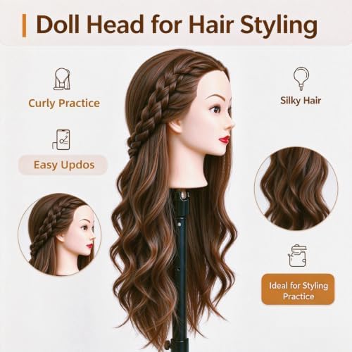 Mannequin Head for Braiding, 26" Cosmetology Mannequin Head with Hair - Image 2