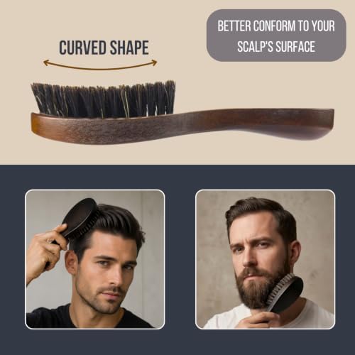 Men's Hair Brush and Comb Set - Boar Bristle Brush & Beard Scissors - Image 4