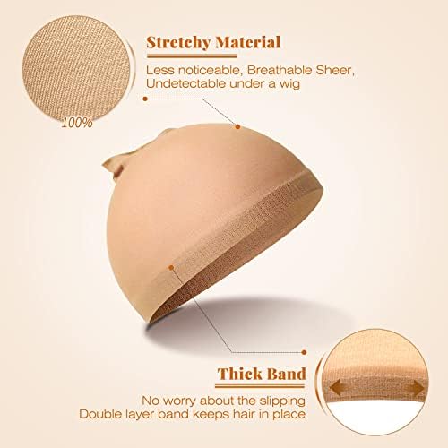 IKOCO Wig Cap, 6Pcs Stretchy Nylon Caps for Women, Light Brown - Image 3