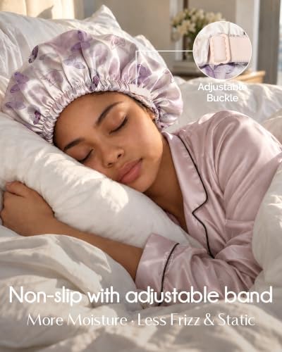 YANIBEST Adjustable Satin Bonnet with No Damage Hair Scrunchie - Image 4