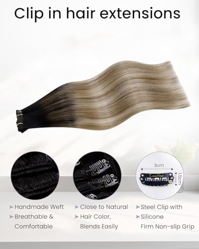 LaaVoo Hair Extensions Clip ins Real Human Hair 20in Full Silky - Image 3