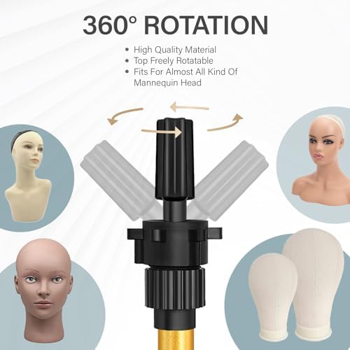 AliLeader Mannequin Head Stand 25 Inch Adjustable Wig Stand Tripod - Image 5