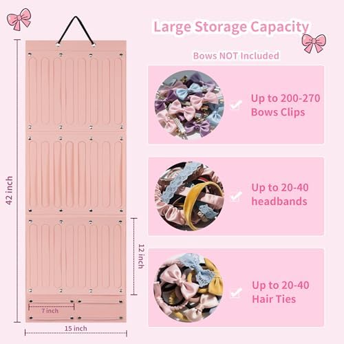 PACMAXI Baby Girl Hair Bows Holder, Hair Clips Storage Hanger For Ribbons - Image 5