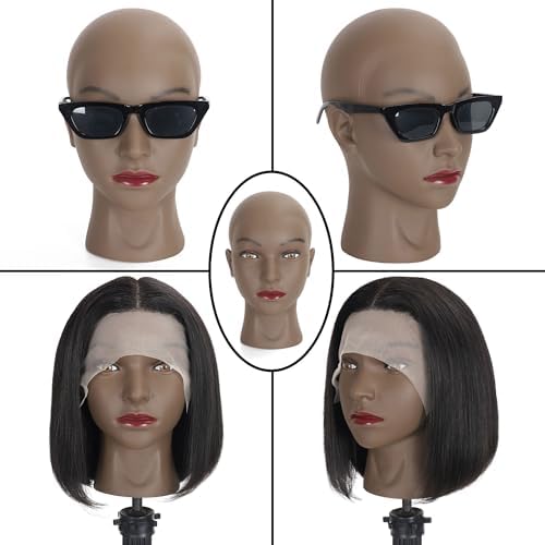 Bald Female Mannequin Head Makeup Training Head Wig Head Professional Cosmetology for Wig Making and Display Hat Helmet Glasses Display Head Model with Free Clamp Stand - Image 2