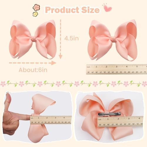 CÉLLOT Big Bows for Girls 40 PCS Grosgrain Ribbon Boutique 6 Inch Hair Bow Alligator Clips For Girls Teens Toddlers Kids in Pairs - Image 2