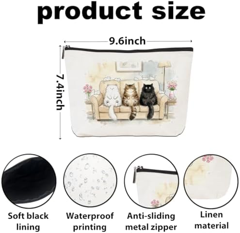 Adorable Cat Print Makeup Bag, Perfect Gifts for Cat Lovers Women Sisters - Image 3