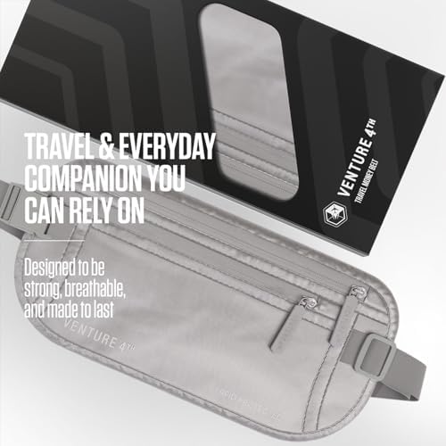 VENTURE 4TH Travel Money Belt, RFID Blocking Passport Holder - Sleek Silver - Image 4