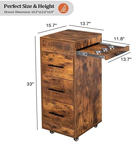 Salon Trolley Cart with Wheels, 3-Drawer Rolling Hair Styling Station, Mobile Beauty Trolley with Hot Tools Holder, Storage for Salon, Barbershop, Spa & Tattoo, Rustic Brown - Image 7