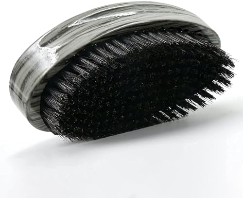 Premium Palm Wave Brush for Men 360 - Medium Hard Curved 360 Wave Hair Brushs - Made with Nature Beech & Nylon Boar Bristle Men's Hair Brush For Black Men 360 (Gery wood grain) - Image 2