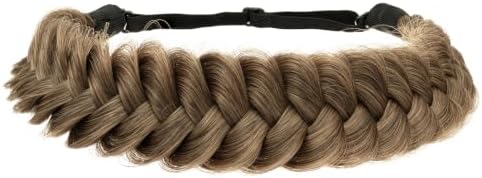 Synthetic Hair Braided Headband Classic Wide Strands Wedding Disorderly Fluffy Braids Wig Band Women Beauty Accessory by TOECWEGR