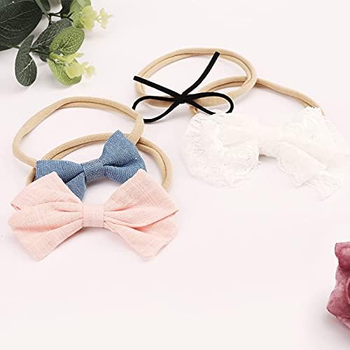 BQUBO Baby Girl Headbands with Bows Nylon Hairbands Handmade Hair Accessories for Newborn Infant Toddlers 10 Pack - Image 6
