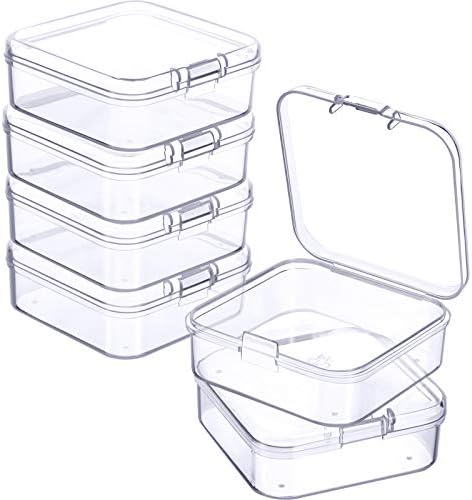 Jetec 6 Pieces Small Clear Plastic Storage Box, 2.1 x 2.1 x 0.8 Inch by Jetec