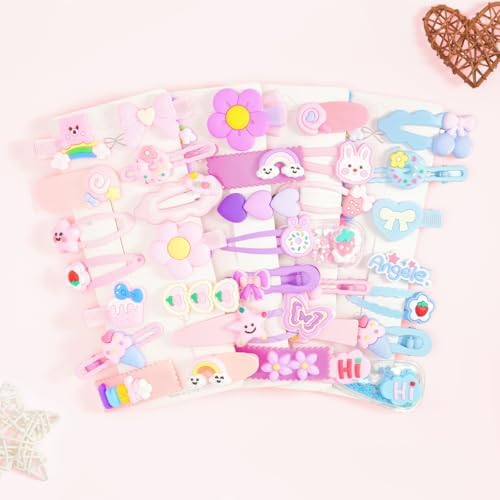 56 pcs Girl Hair Clips Cute Clips for Toddler Girls Hair Accessories for Kids Rabbit/Flower/Bow Colorful Patterns - Image 3