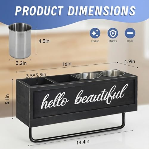 Hair Dryer Holder Wall Mounted, Hair Tools and Styling Organizer with Towel Bar, Farmhouse Beauty Hair Appliance Holder for Flat Iron, Curling Wand, Towel Rack (Black) - Image 6