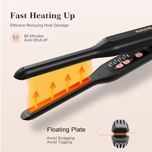 SAOSA Mini Pencil Flat Iron for Short Hair - 0.3" Ultra-Thin Hair Straightener & Curler, 9 Temp (190°F-430°F), Ceramic Tourmaline, Fast 30s Heat Up, Travel Kit with Pouch & Glove, Dual Volt(Rose Gold) - Image 5