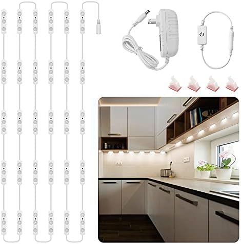 Flexible Jewelry Showcase Lights Kit, 14FT Adhesive Led Light for Display Case with Power Adapter, Dimmable Bright White Under Counter Light, 90 LEDs for Kitchen Cabinets Cupboard, 1800lm, 6000K by LPHUMEX