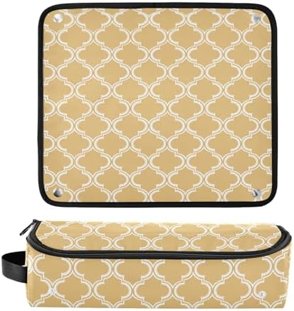 Hair Tools Travel Bag with Heat Resistant Mat 2-in-1 Hot Tools Travel Bag Organizer Flat Curling Iron Travel Case for Straightener Yellow Quatrefoil - Image 3