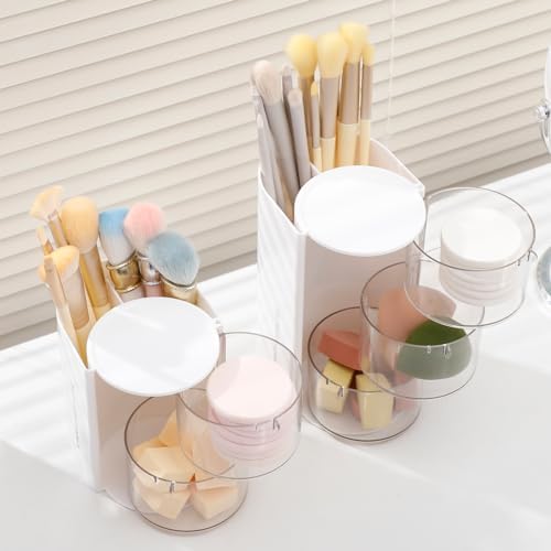 FABROK 3-Layer Rotating Hair Accessories Organizer for Girls, White - Image 6