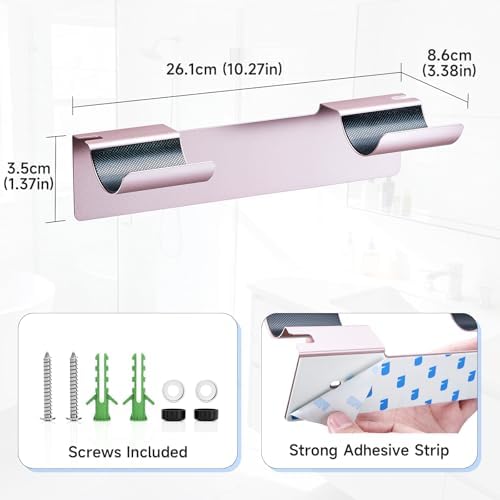2 PCS Wall Mount Curling Iron Holder and Hair Tool Organizer with Adhesive, Multifunctional Hot Flat Iron and Hair Straightener Holder Storage Stand for Vanity, Cabinet and Wall, Rose Gold - Image 4