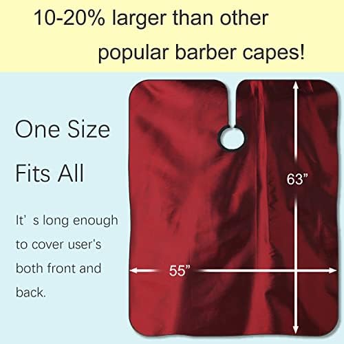 Barber Hair Cutting Cape with Adjustable Neckline 55" x 63" Red - Image 5