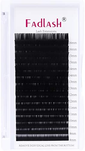 Eyelash Extensions D Curl .15 16 Rows 8-16mm Mixed Tray Faux Mink Lash Extension Supplies False Eye Lashes Single Individual by FADLASH (16 Rows 0.15 D Mix 8-16mm) by FADLASH