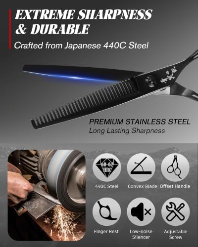 Professional Thinning Shears Kit, 6" Hair Thinning Scissors with Comb - Image 3