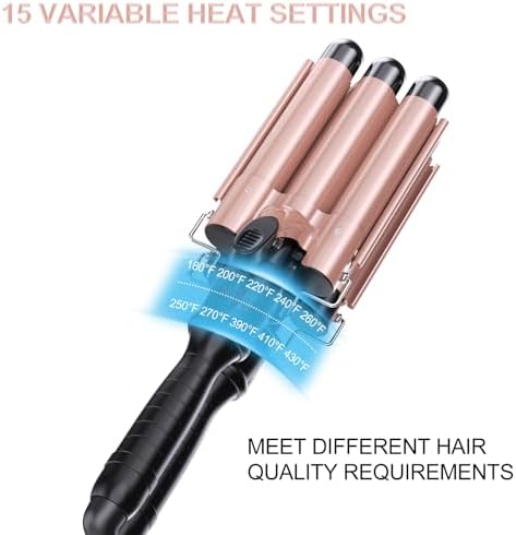 kuwa Crimper Hair Tool,3 Barrel Curling Iron,hairCrimper for Women,Hair Waver with LCD Temperature Display,Long-Lasting Natural Tight Waves - Image 4