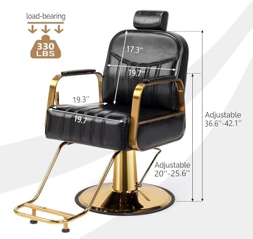 OmySalon Salon Chair for Hair Stylist, Reclining Barber Chair Hairdressing Styling Chair with Adjustable headrest, Beauty Shampoo Barbershop Furniture - Image 2