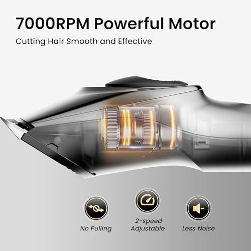 Hair Clippers for Men, Cordless Hair Clipper Kit, Adjustable 4 Length Setting, 2-Speed Settings, Replaceable Ceramic Blade Heads, Rechargeable Hair Clippers for Family (Grey) - Image 4