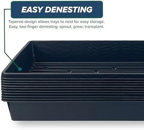 10 Plant Growing Trays (No Drain Holes) - 20" x 10" - Perfect Garden Seed Starter Grow Trays: for Seedlings, Indoor Gardening, Growing Microgreens, Wheatgrass & More - Soil or Hydroponic - Image 6