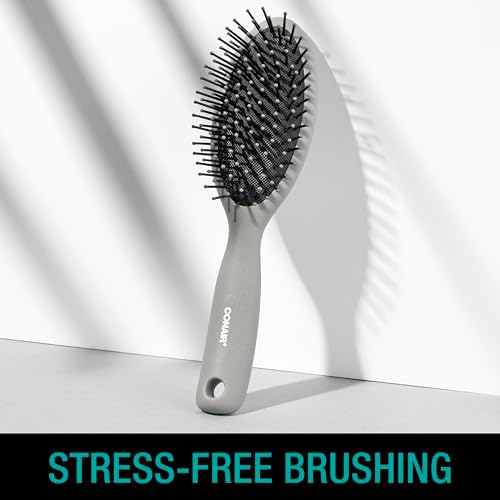 CONAIR Men Hair Brush, Men’s Detangler Brush for Everyday Brushing and All Hair Types, Flexible Cushion Base with Ball-Tipped Bristles Won’t Snag or Pull, Slate Gray - Image 3