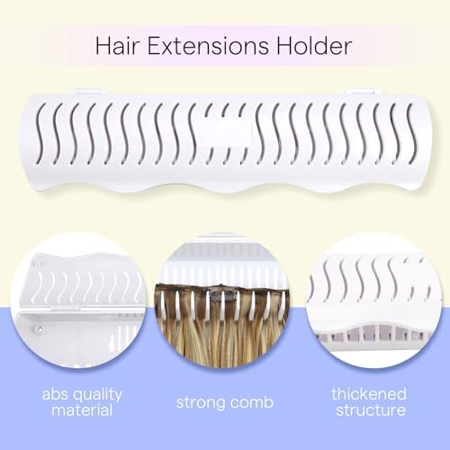 Full Shine Hair Extension Holder Stand Hanger for Styling Washing Tool Blow Drying Coloring and Storage Strong Clamp Tool for Weft Clip in Hair Extensions, With 2 Suction Cups and Tool, Color White - Image 3