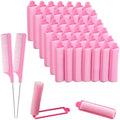 44 Pcs 0.59 Inch Foam Hair Roller Set with Rat Tail Combs, Pink by SHEHARUHI