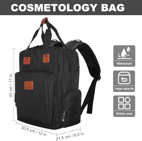 Barber Organizer Backpack for Clippers and Supplies, Water-Resistant Hairstylist Travel Bag with Adjustable Dividers, Cosmetology Bag with 3 Compartments, Fits 15-Inch Laptop - Image 6
