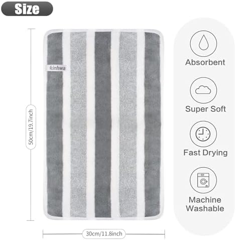 KinHwa Bathroom Hand Towels, Microfiber Face Towels, 11x20 Inch, 2 Pack - Image 7