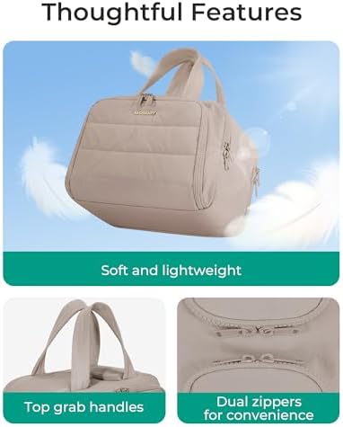 BAGSMART Travel Toiletry Bag, Crush Toiletry Bag for Women, Wide-open Puffy Toiletry Bags for Traveling, Large Travel Cosmetic Makeup Bag Organizer for Accessories,Toiletrie, Grayish Brown - Image 6