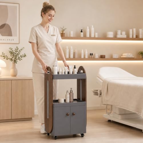 Salon Trolley Cart, Esthetician Cart for Beauty Salon, Grey - Image 2