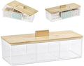 ZEXALOR Clear Bathroom Dresser Organizer - Cotton Ball Swab Holder with 3 Divided Compartments&Lid, Waterproof Transparent Small Plastic Storage Containers, Vanity Makeup Organization by ZEXALOR
