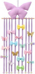 Long Bow Holder for Girls Baby Pink Purple Butterfly Hair Clip Organizer by Unknown