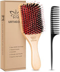 URTHEONE Hair Brush,Boar Bristle Hair Brushes and Hair Comb Set for Women Men Kids, Best Natural Wooden Paddle Hairbrush for Wet or Dry Hair by URTHEONE