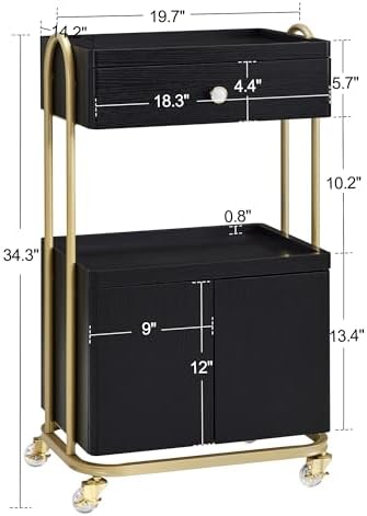 BarberPub Rolling Salon Trolley Cart for Storage,Barber Tool Organizer 2074 - Image 3