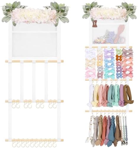 POVETIRE Headband Holder Hair Bows Organizer for Girls, Hair Accessories Display Storage Wall Hanging Decor for Baby Nursery Toddler baby Room Base by POVETIRE