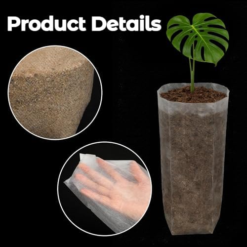 Augshy 100 Pcs Nursery Grow Bags, 7.5x13.5 Inch Non-Woven Fabric Grow Bags - Image 3