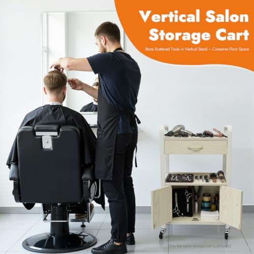 Beauty Salon Storage Trolley Cart, 2 Tiers Shelving Rolling Salon Storage Cabinet with Wheels & Drawer, Salon Storage Cart Beauty Organizer for Beauty Salons Barber Shops Home Offices Spas Etc - Image 3