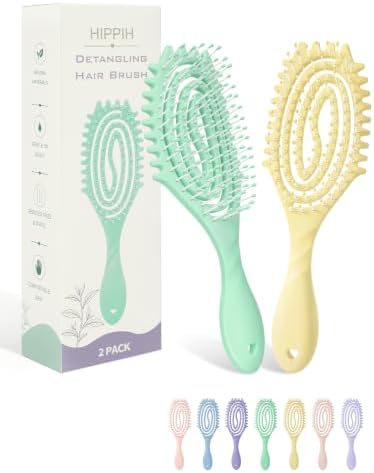 HIPPIH 2 Pack Hair Brush - Wet Dry Detangler Brush, Hair Brushes for Women by HIPPIH