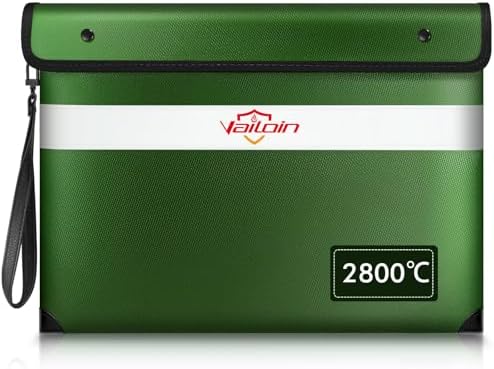Vailoin 6200°F Fireproof Document Bag, 8 Layers of Heat Insulated Materials by Vailoin